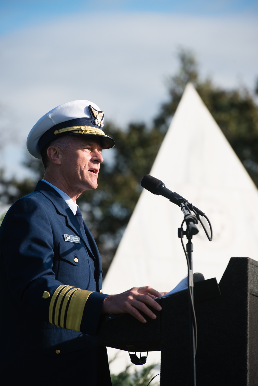 Wreath-laying ceremony at the Coast Guard Memorial in Arlington National Cemetery for Veterans Day