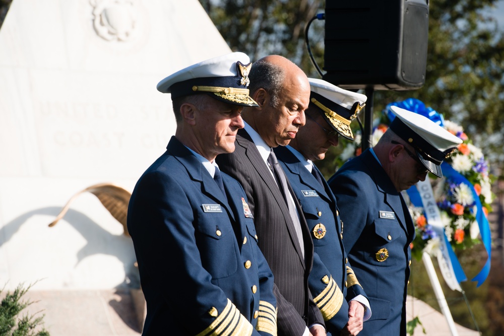 Wreath-laying ceremony at the Coast Guard Memorial in Arlington National Cemetery for Veterans Day