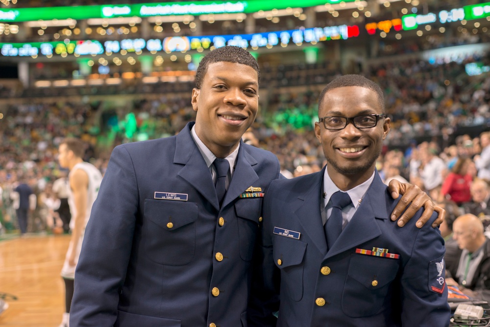Coast Guard Cutter Spencer crew at Boston Celtics Game