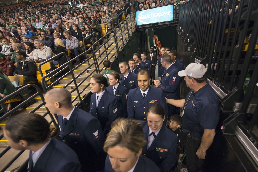 Coast Guard Cutter Spencer crew at Boston Celtics Game