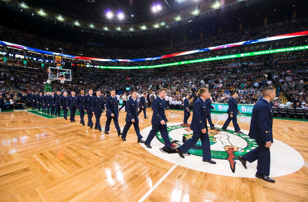 Coast Guard Cutter Spencer crew at Boston Celtics Game