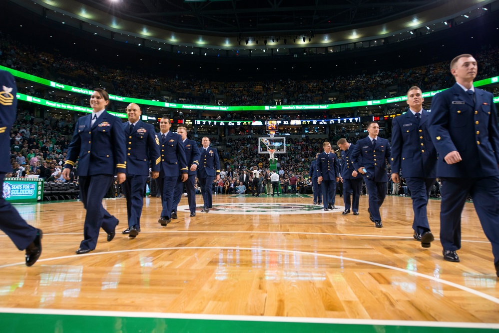 Coast Guard Cutter Spencer crew at Boston Celtics Game