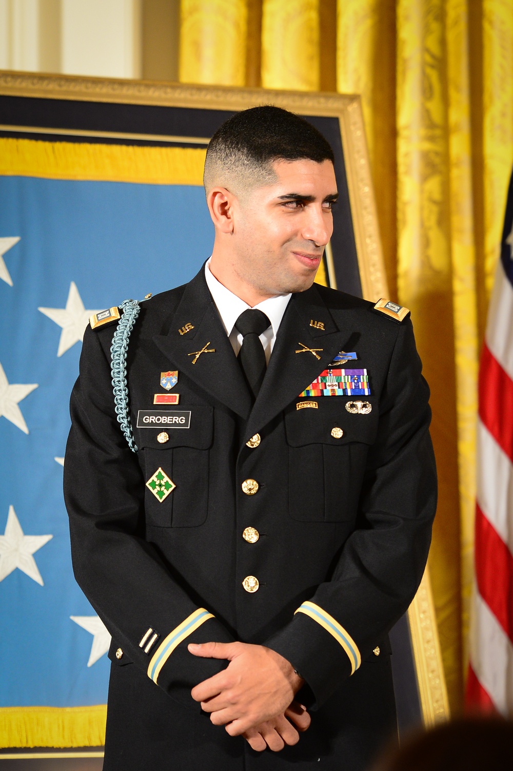 President Barack Obama presents the Medal of Honor to retired US Army Capt. Florent Groberg