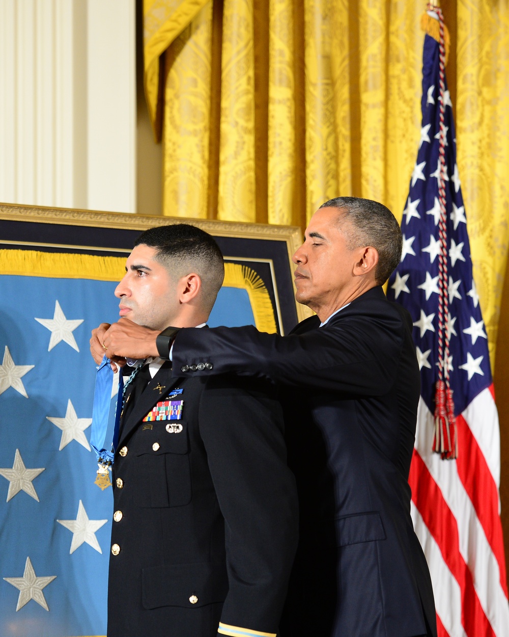 President Barack Obama presents the Medal of Honor to retired US Army Capt. Florent Groberg