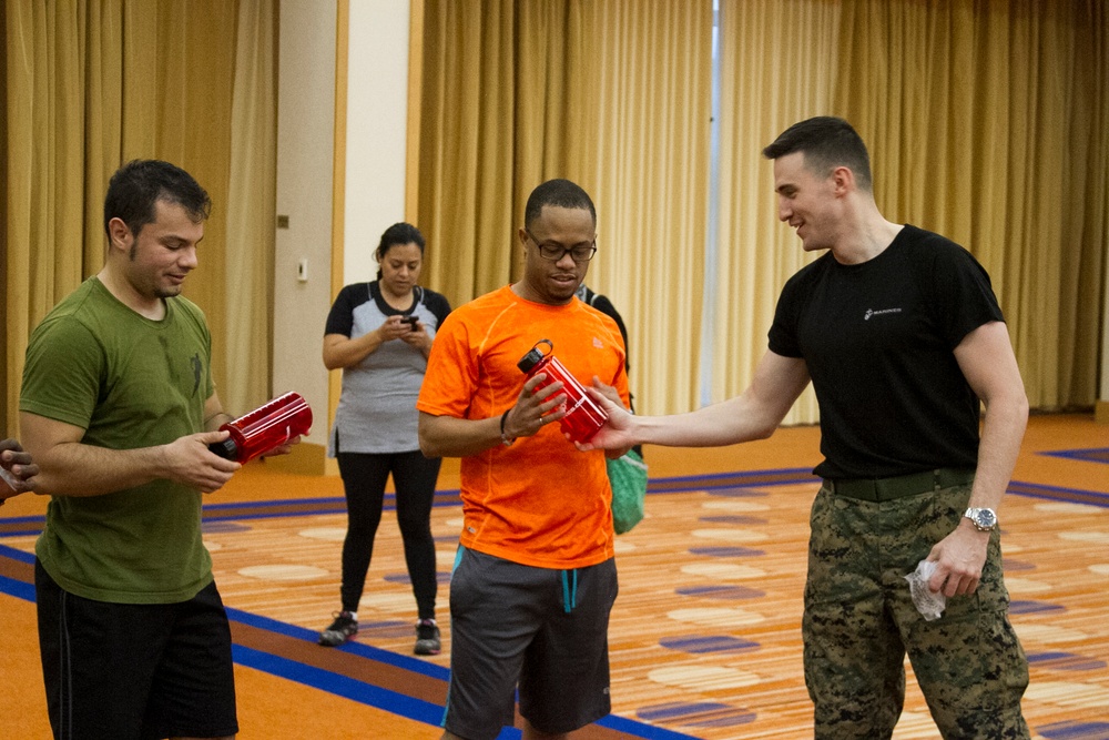 Marines Conduct Wake Up and Workout During the 2015 Society of Hispanic Professionals and Engineers Symposium