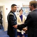 Secretary of defense greets retired Army Capt. Florent Groberg berfore the Medal of Honor Hall of Heroes induction ceremony