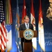 Secretary of defense speaks during the Medal of Honor Hall of Heroes induction ceremony for retired Army Capt. Florent Groberg