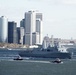 USS New York (LPD 21) departs New York City