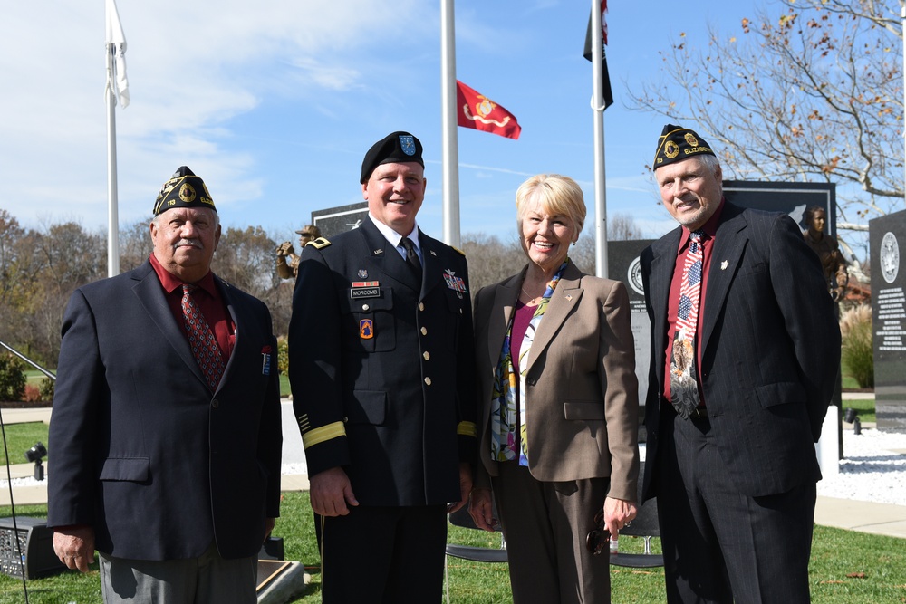 Brig. Gen. Scott Morcomb, commanding general of the 11th Theater Aviation Command, is the keynote speaker at Elizabethtown Veterans Day Ceremony