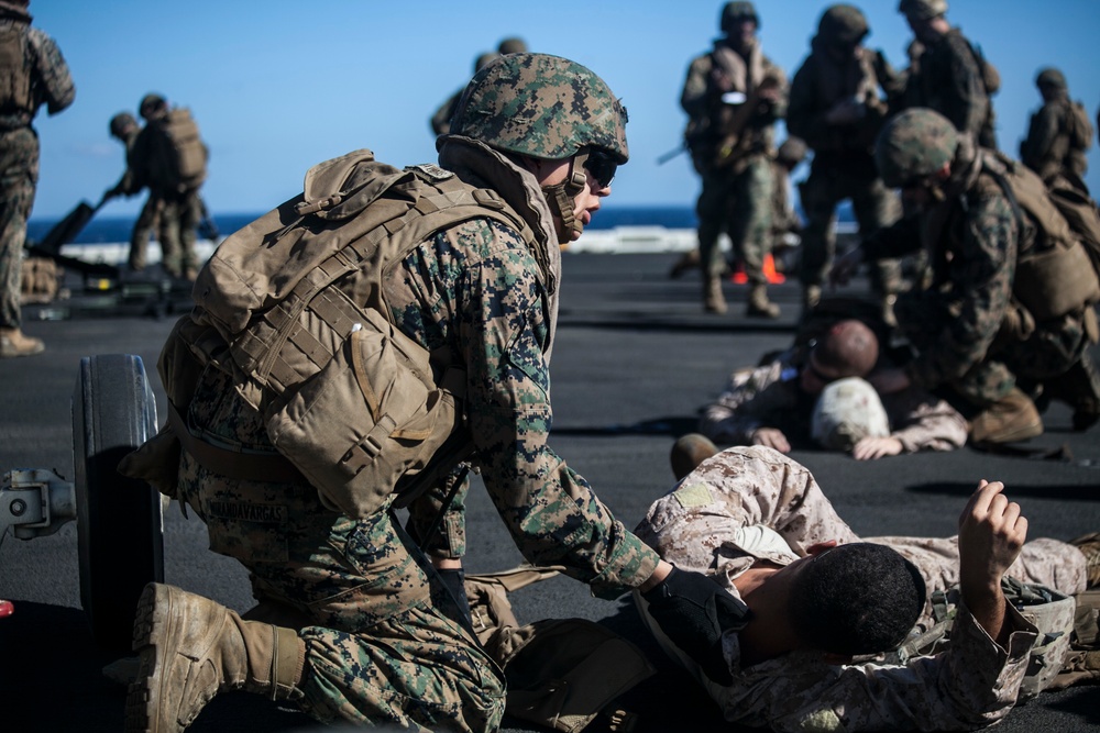 U.S. Marines, Navy test casualty assistance skills at sea