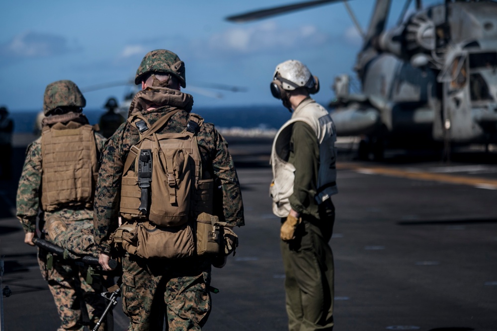 U.S. Marines, Navy test casualty assistance skills at sea