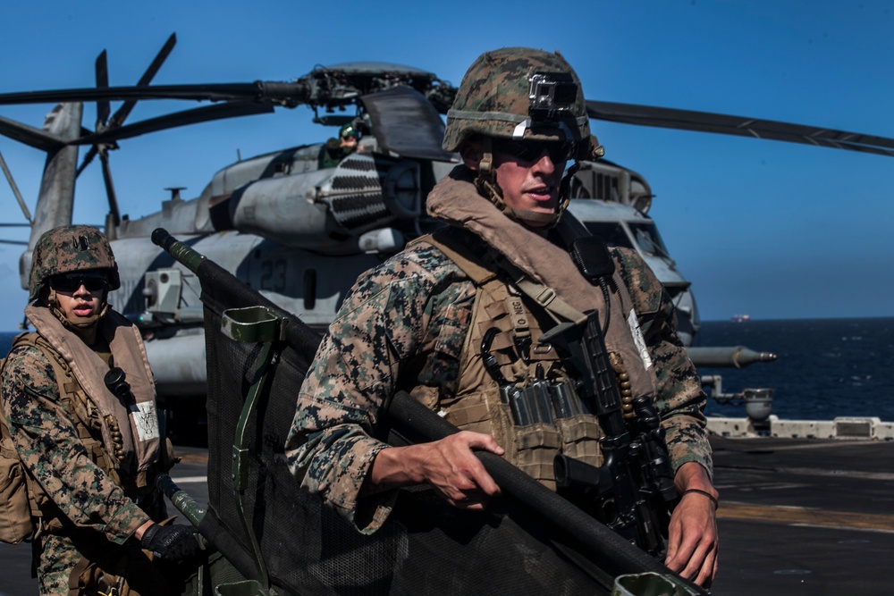 U.S. Marines, Navy test casualty assistance skills at sea