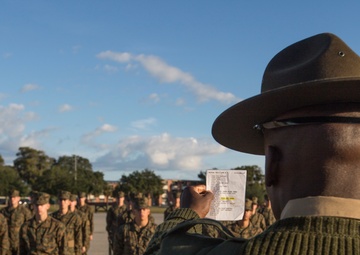 Marine recruits pass initial drill evaluation on Parris Island