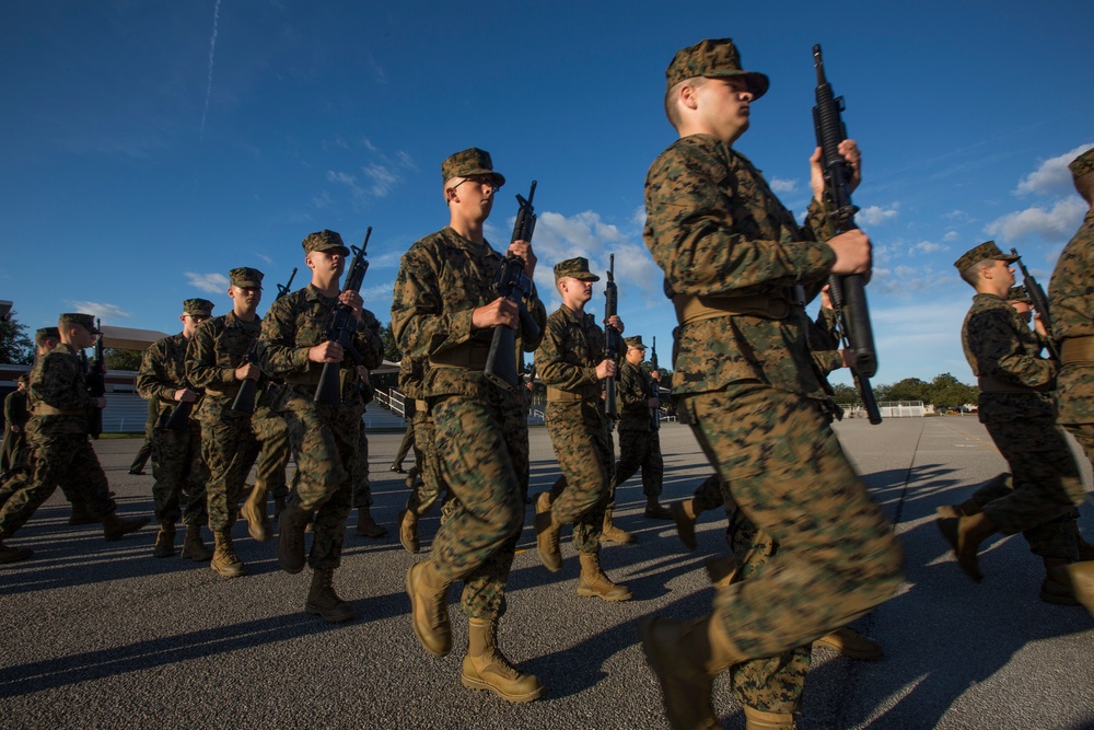 Marine recruits pass initial drill evaluation on Parris Island