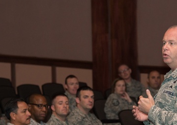 Air National Guard command chief visits 153rd Airlift Wing members, focuses on effective communication