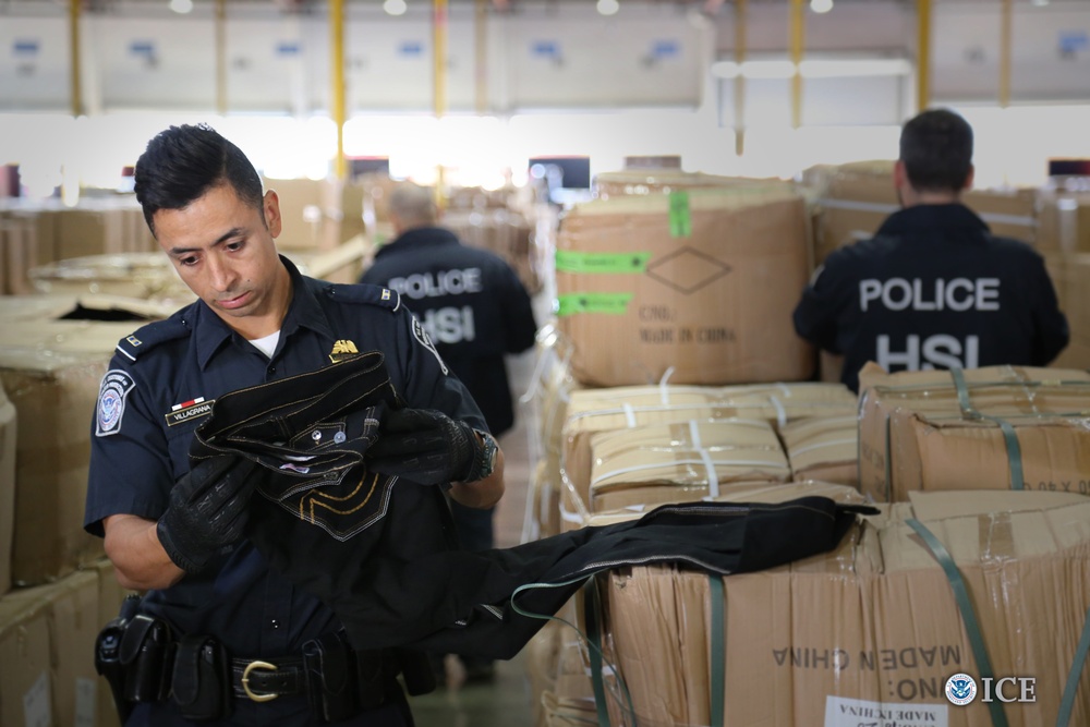 ICE and CBP inspect overseas shipment for counterfeit goods