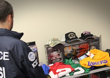 ICE display of counterfeit goods seized from overseas shipments