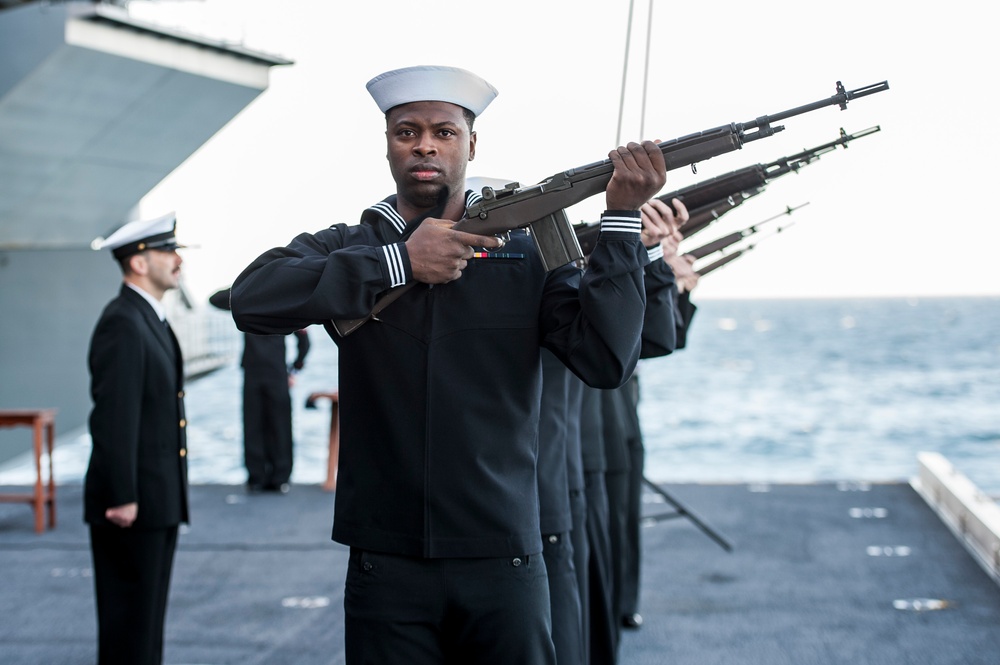 USS Harry S. Truman Sailors participate in burial at sea ceremony