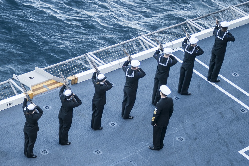 USS Harry S. Truman Sailors participate in burial at sea ceremony