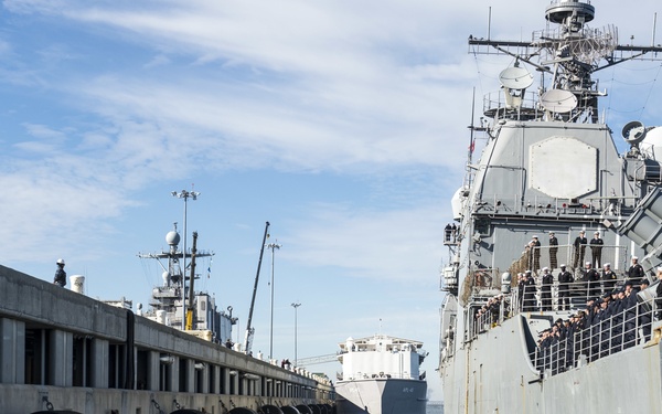 USS Anzio (CG 68) departs Naval Station Norfolk