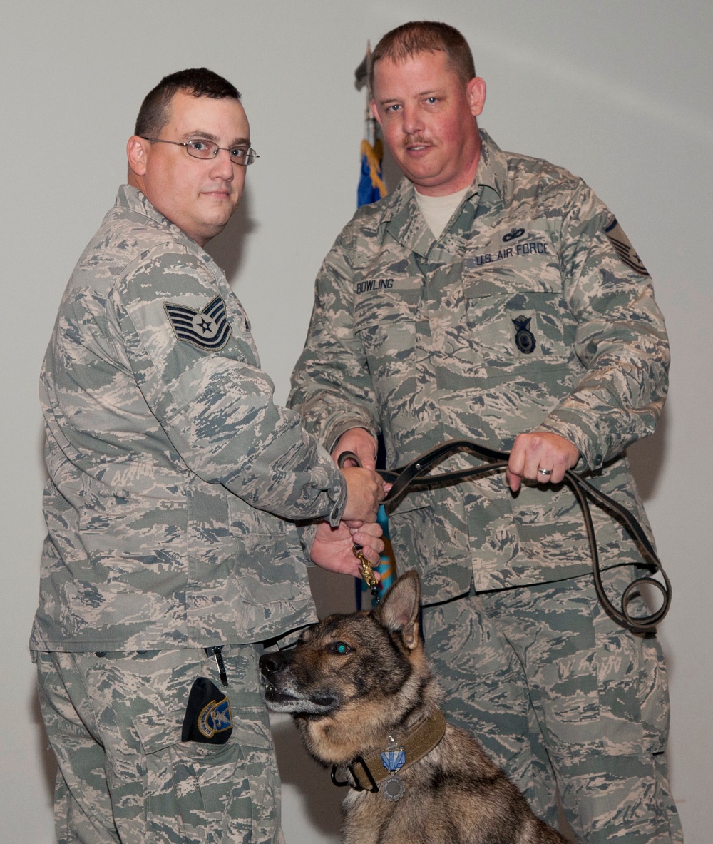 Vance retires two working dogs in joint ceremony