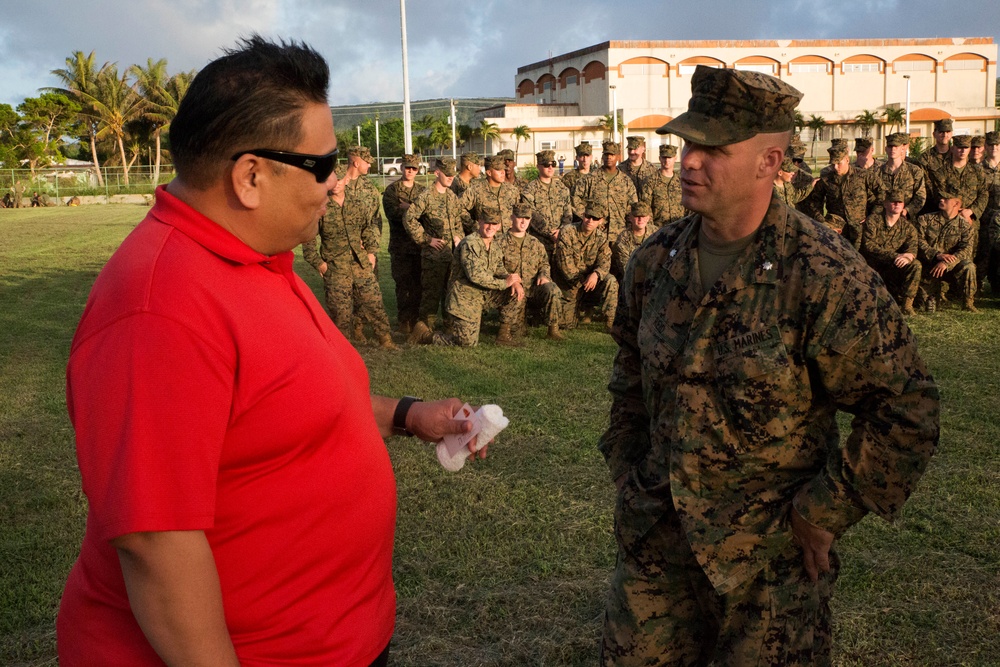 Marines of 1/2 meet with the Mayor of Tinian