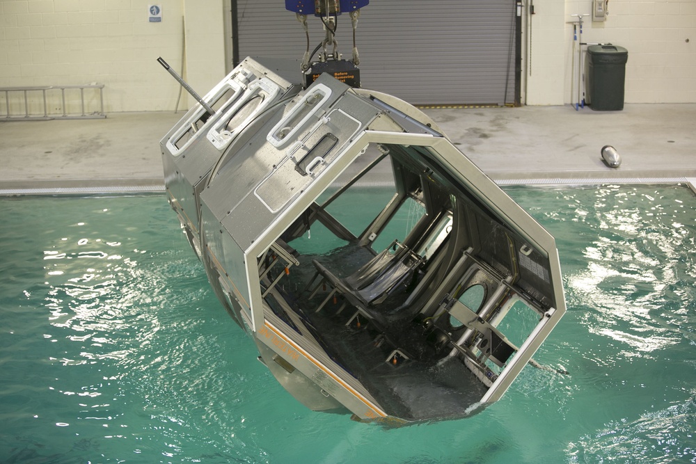 Marines learn underwater egress at Helo Dunker