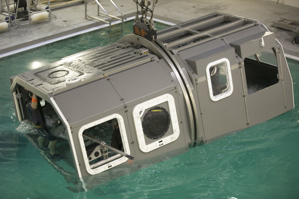 Marines learn underwater egress at Helo Dunker