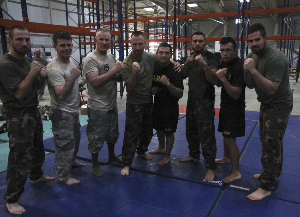 Hungarian and US Soldiers in Kosovo partner up for combatives training