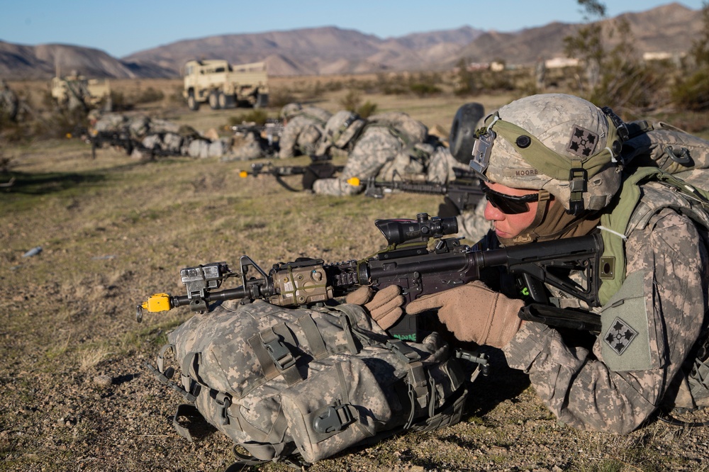 Soldiers assault an enemy stronghold in California