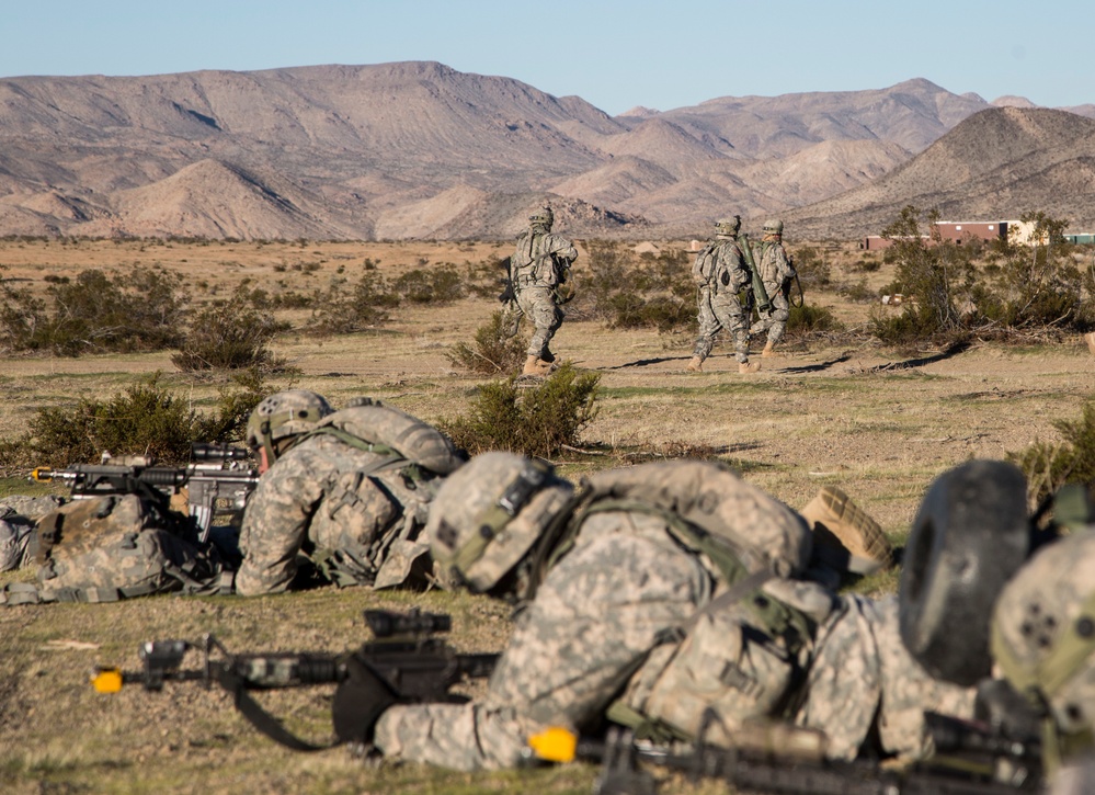 Soldiers assault an enemy stronghold in California