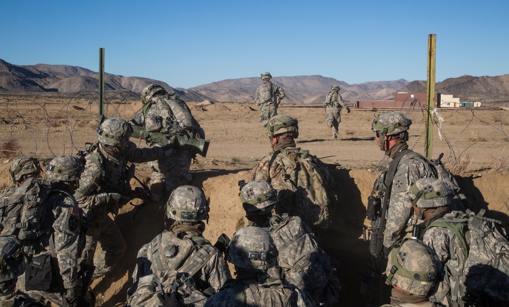 Soldiers assault an enemy stronghold in California