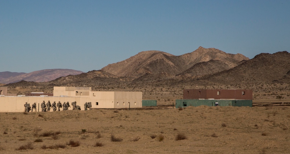 Soldiers assault an enemy stronghold in California