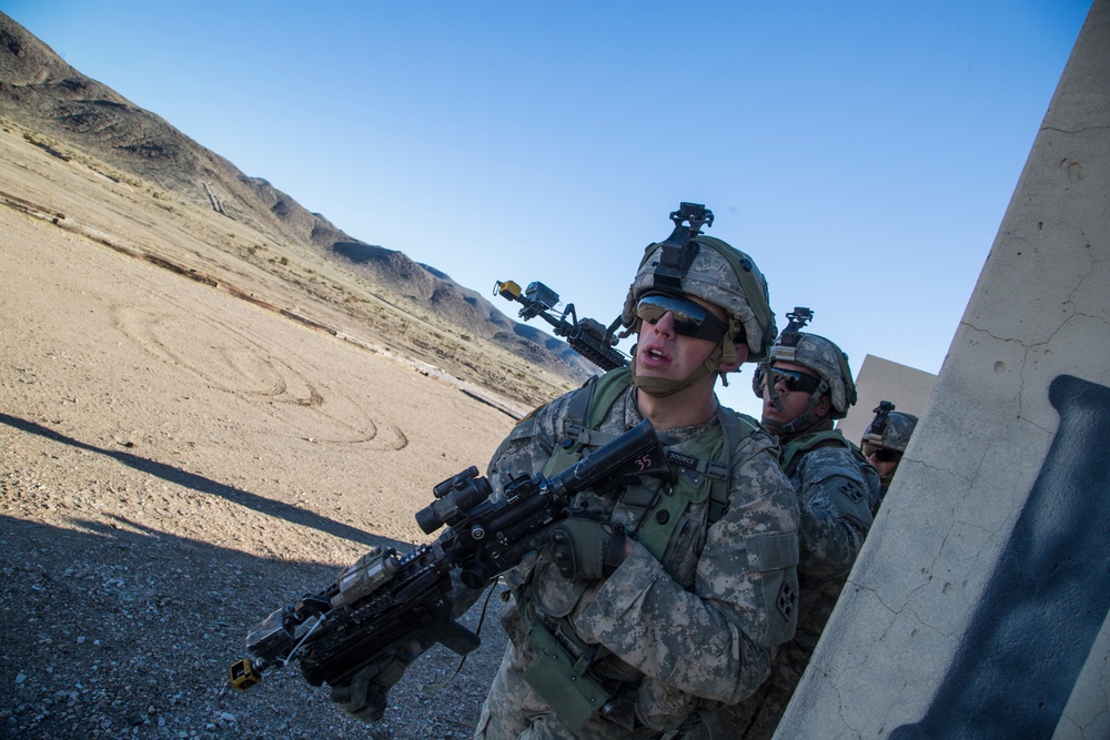 Soldiers assault an enemy stronghold in California