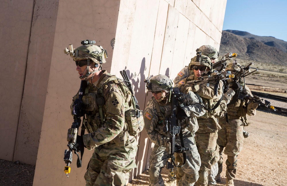 Soldiers assault an enemy stronghold in California