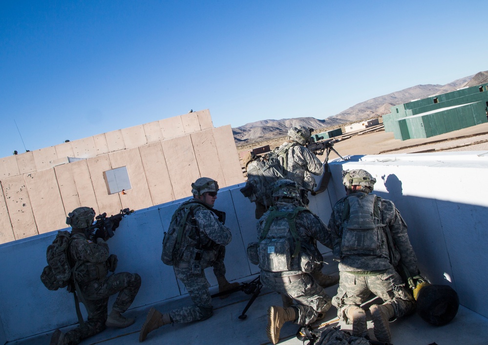 Soldiers assault an enemy stronghold in California