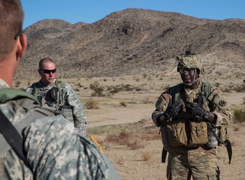 Soldiers assault an enemy stronghold in California