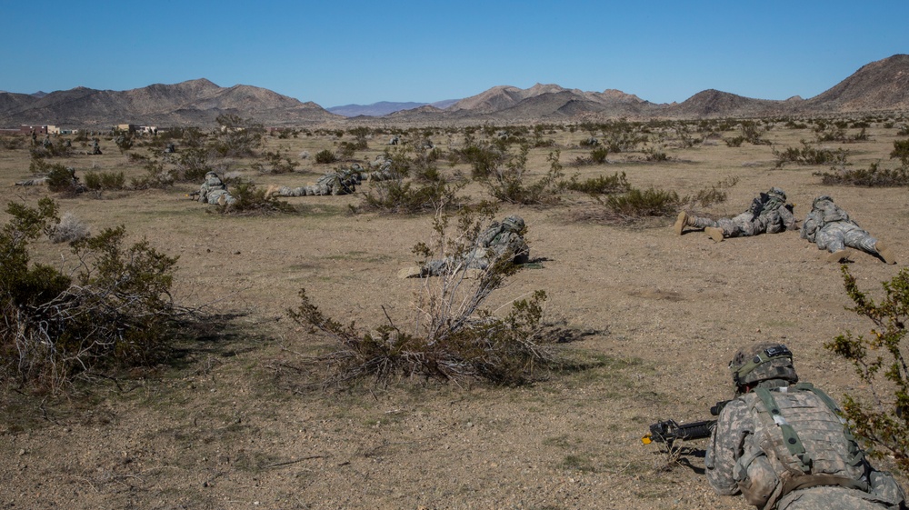 Soldiers assault an enemy stronghold in California