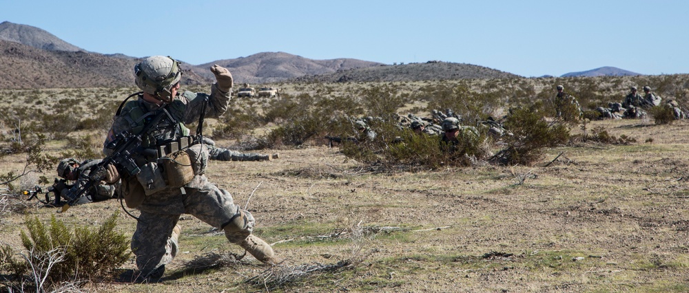 Soldiers assault an enemy stronghold in California