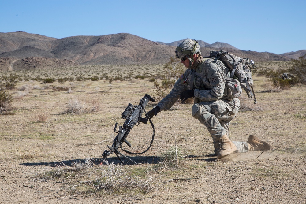 Soldiers assault an enemy stronghold in California