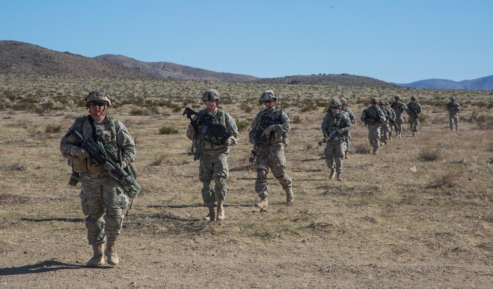 Soldiers assault an enemy stronghold in California