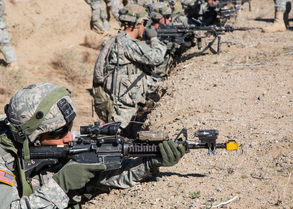 Soldiers assault an enemy stronghold in California