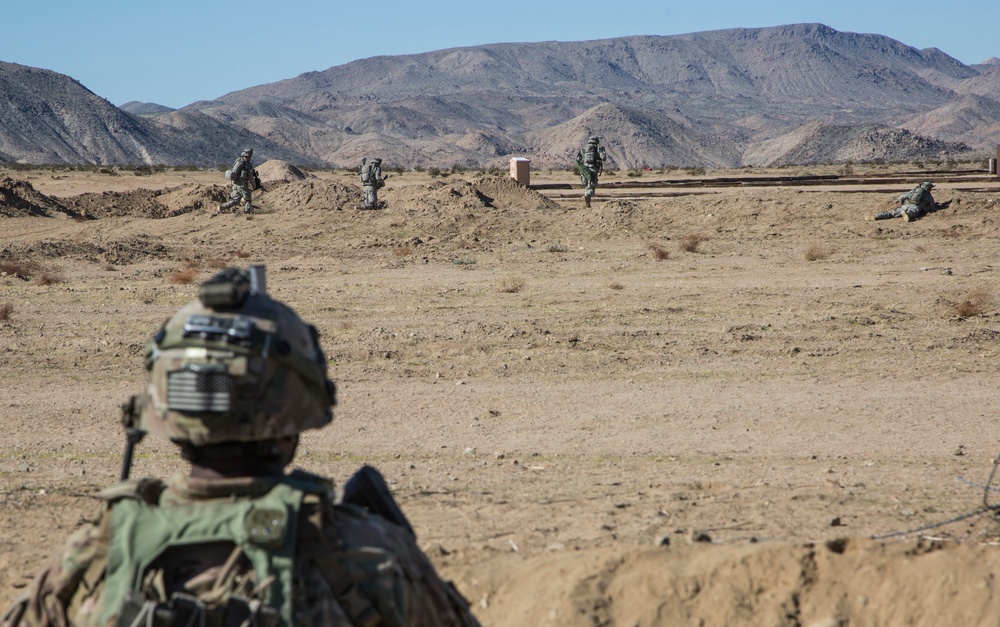 Soldiers assault an enemy stronghold in California