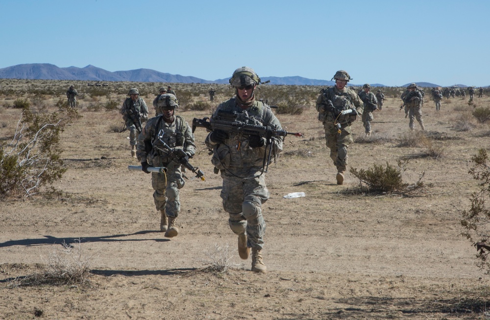 Soldiers assault an enemy stronghold in California