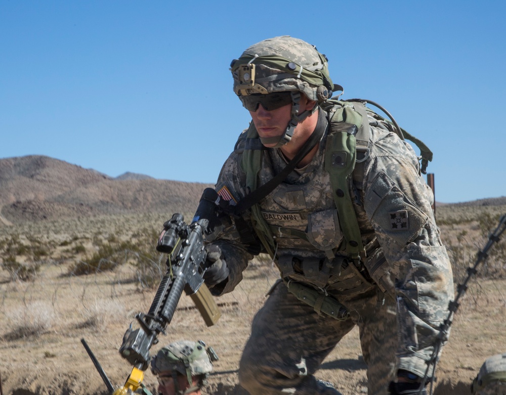 Soldiers assault an enemy stronghold in California