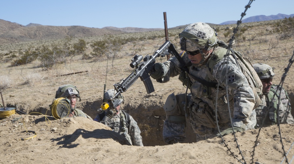 Soldiers assault an enemy stronghold in California