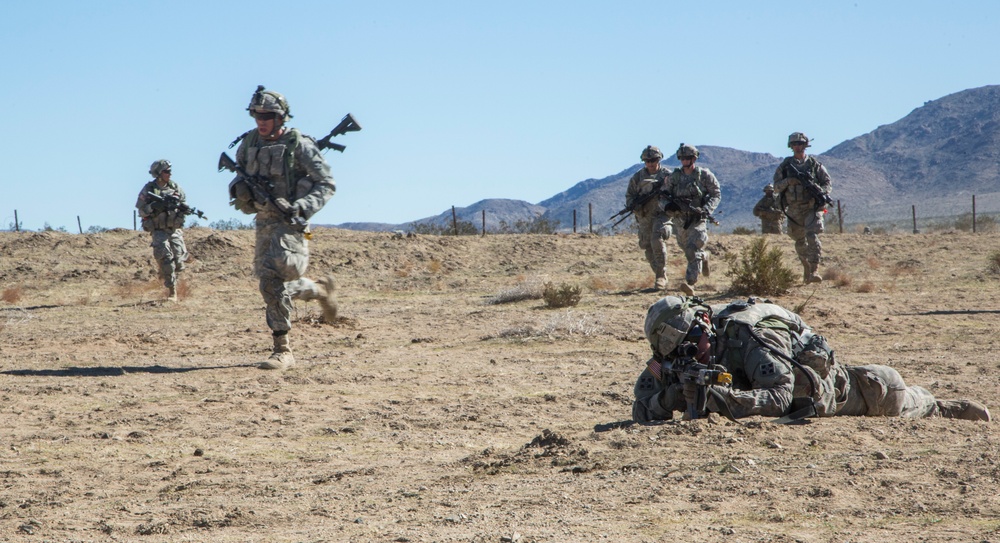 Soldiers assault an enemy stronghold in California