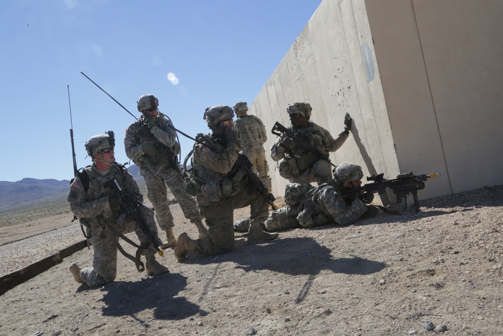 Soldiers assault an enemy stronghold in California