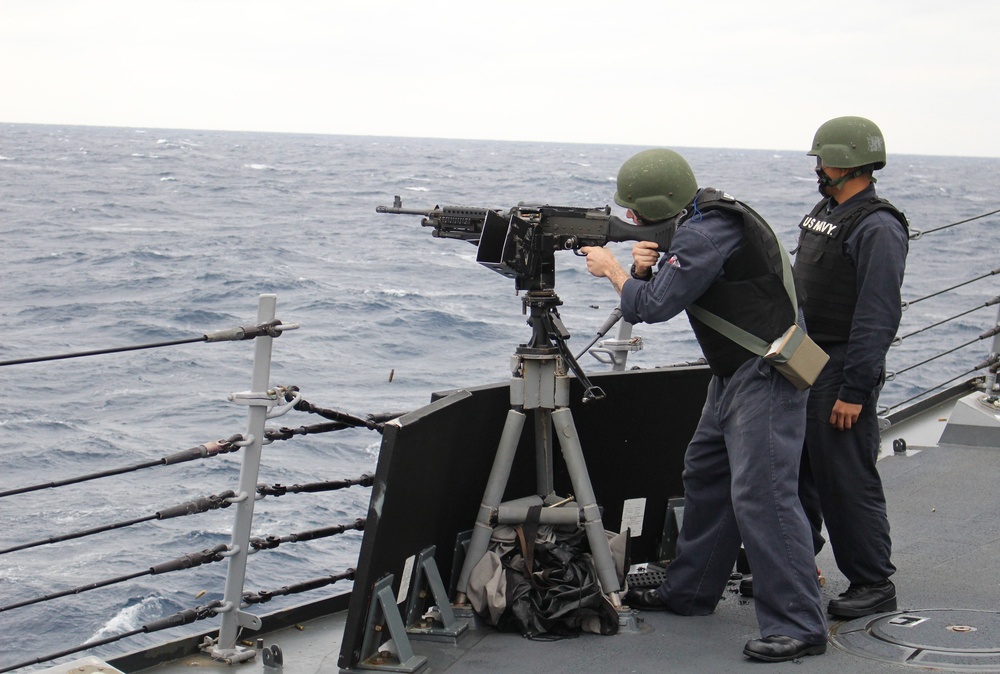 Weapons familiarization shoot abaord USS McCampbell