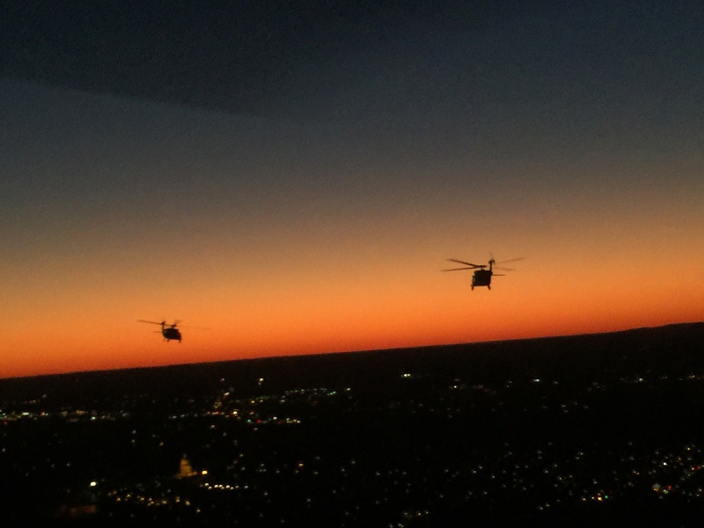 Night flight over Fort Knox